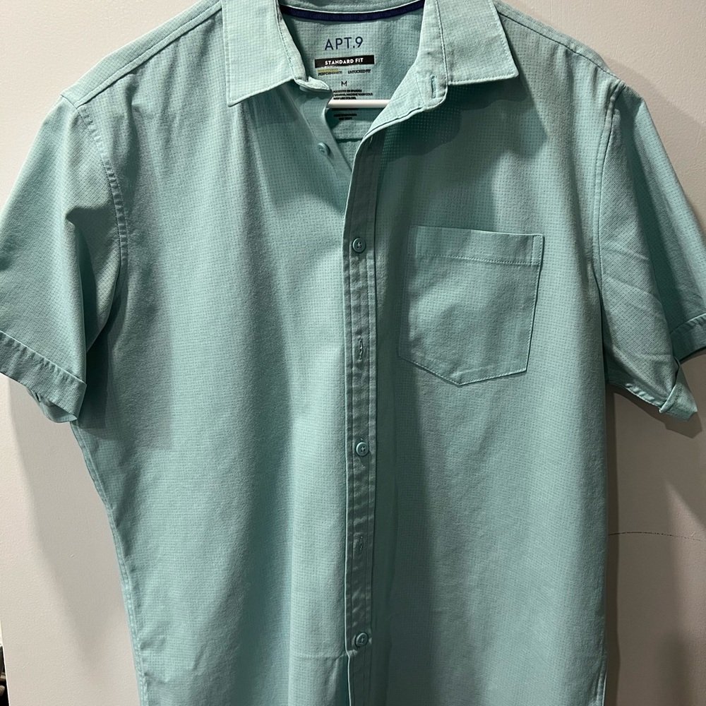 Apt. 9 Premier Flex Untucked Fit Men's Sea Foam Button Down Shirt